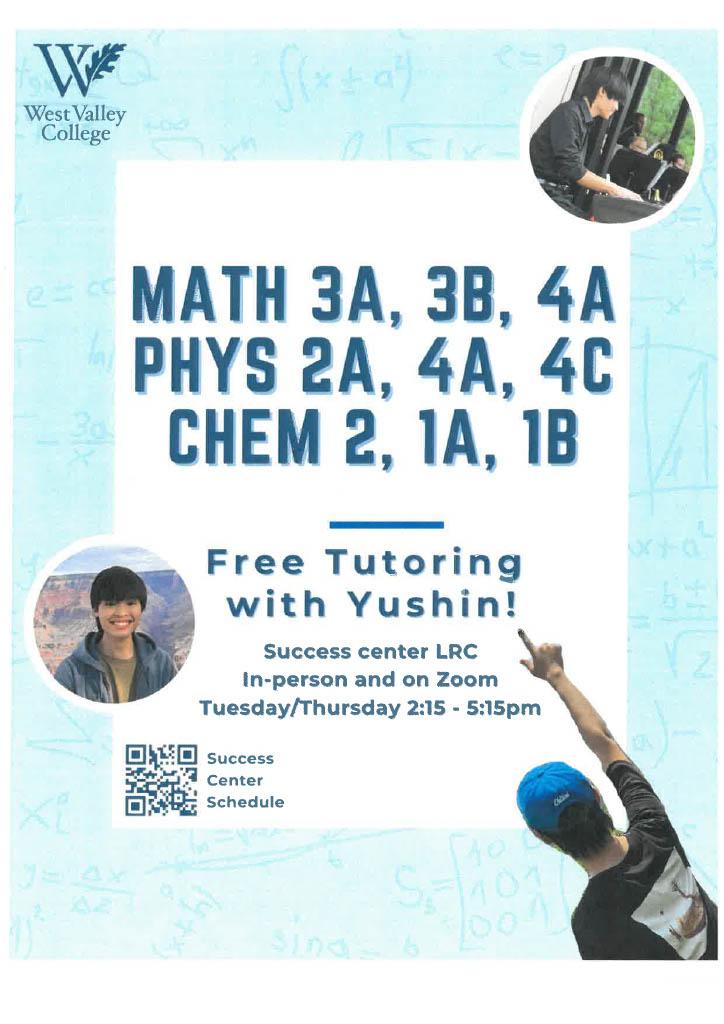 MATH 3A, 3B, 4A
PHYS 2A, 4A, 4C
CHEM 2, 1A, 1B