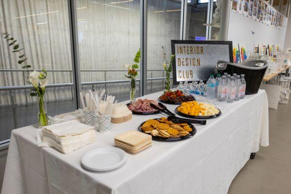 white table with food 
