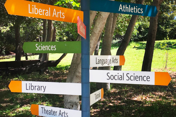 Directional signs on West Valley College campus