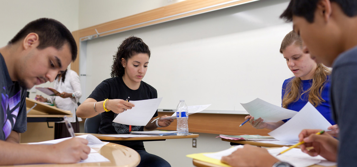 Student working together in a group Student working together in a group
