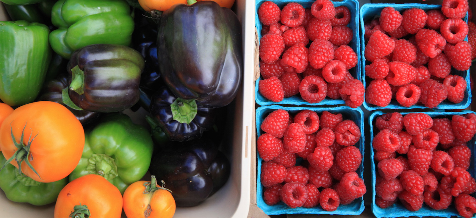 Baskets of colorful fruits