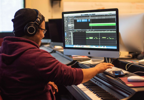 Student in recording class