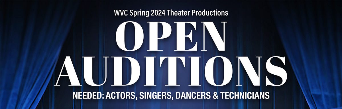 Open Auditions on red curtains