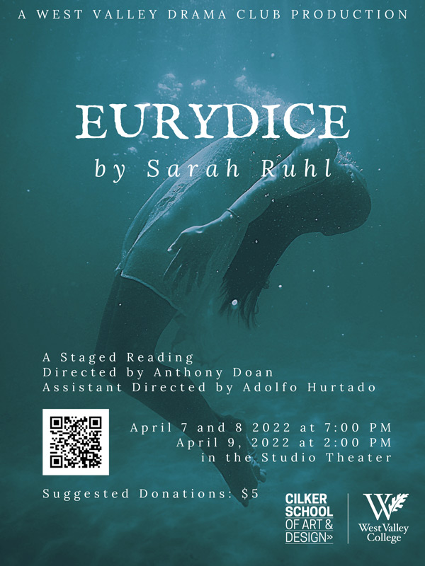 Eurydice event poster with mermaid in teal