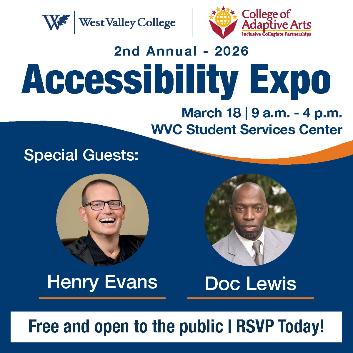 2nd annual accessibility expo with portraits of guests, Henry Evans and Doc Lewis