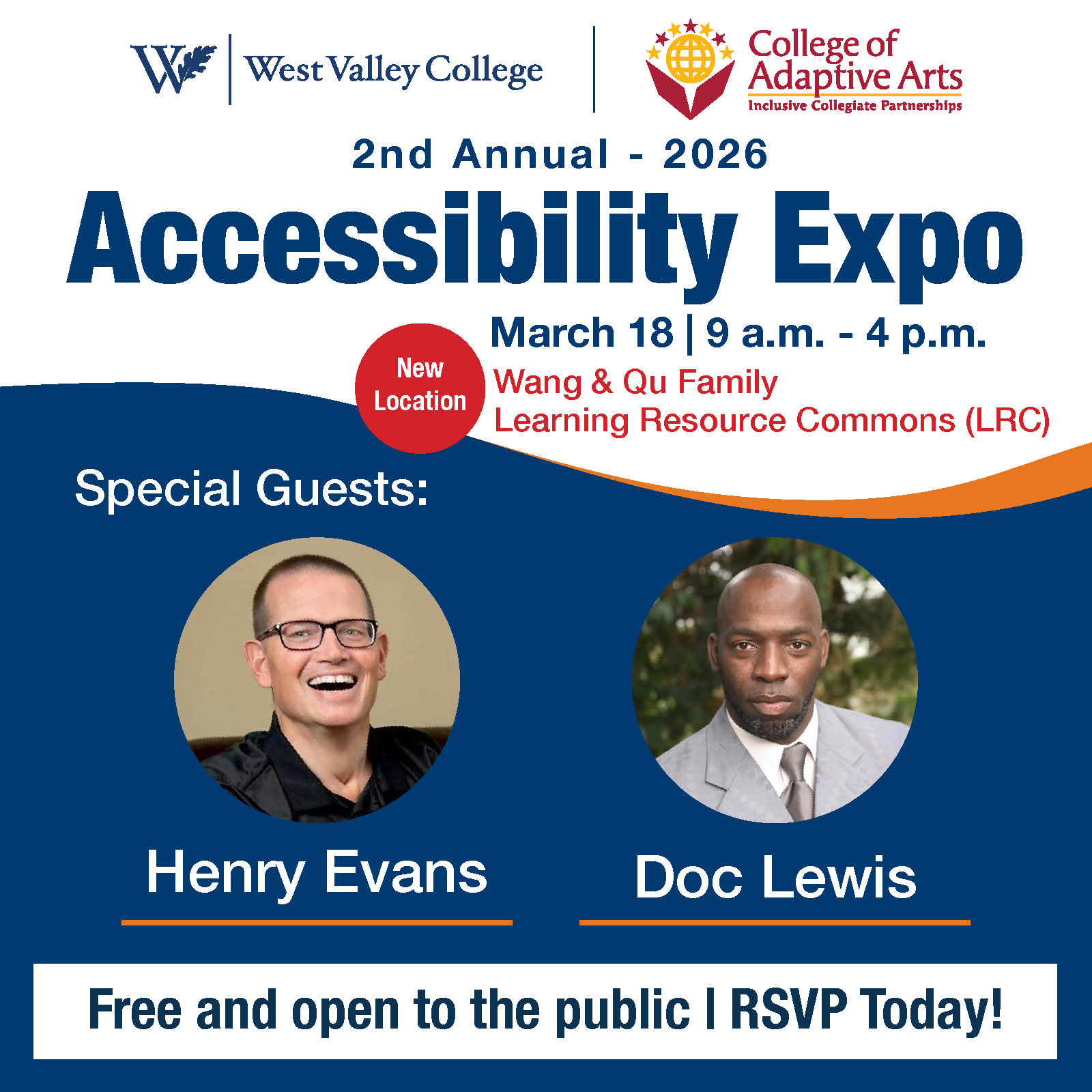 2nd annual accessibility expo with portraits of guests, Henry Evans and Doc Lewis