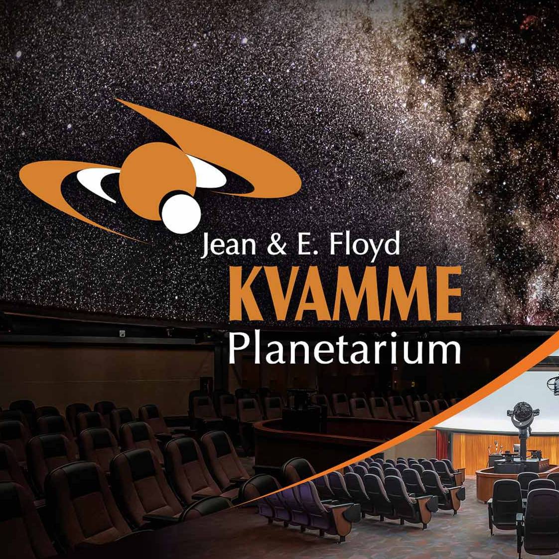 Interior of Kvamme Planetarium with seating, dome screen, and Milky Way backdrop