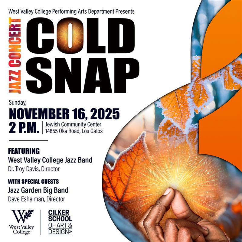 cold snap graphic of fingers snapping with a background of frosted leaves