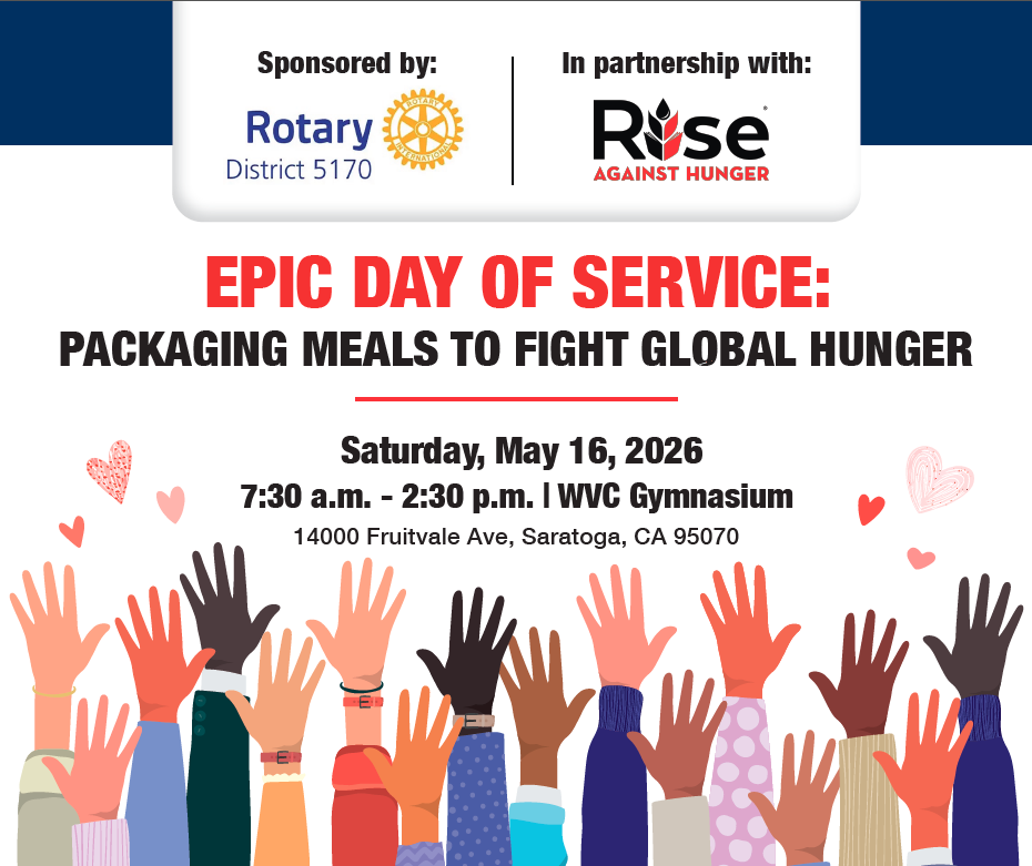 epic day of service flyer with different color hands raised up