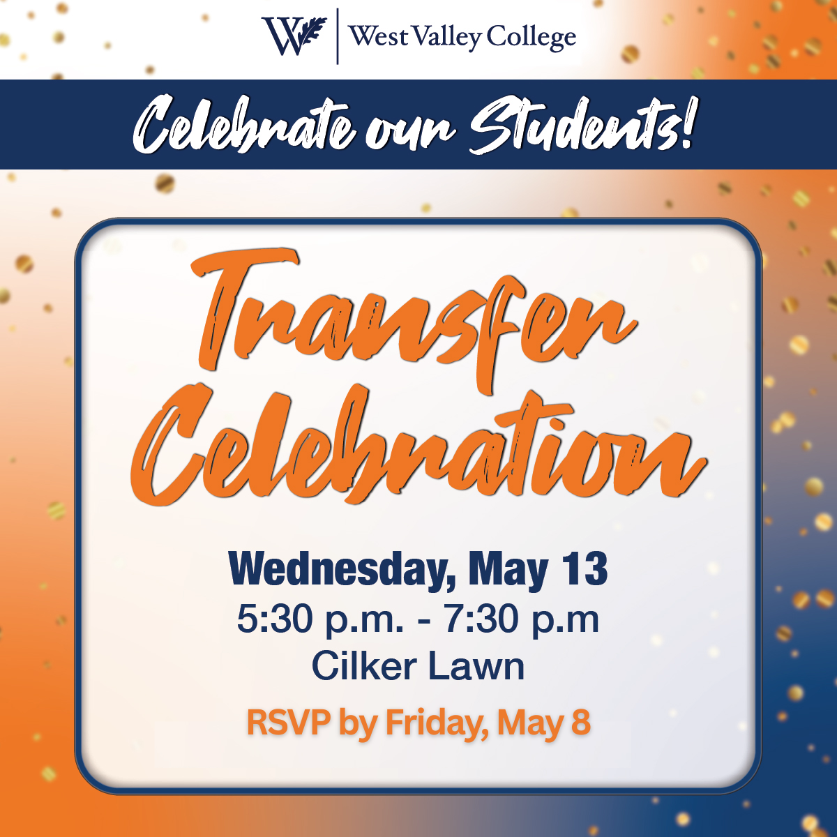 Graphic advertising the Transfer Celebration