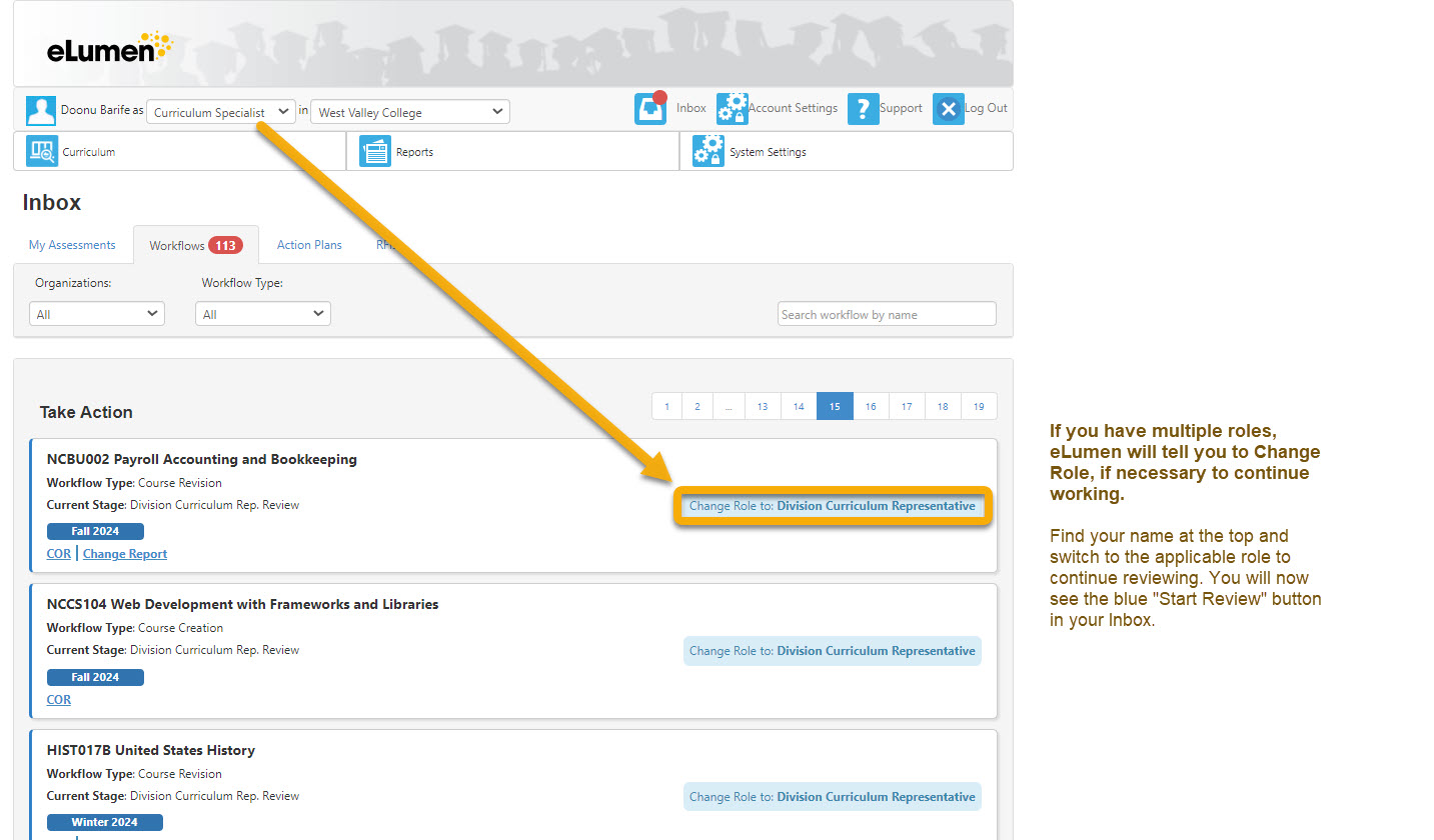 Screenshot Curriculum inbox Screenshot Curriculum inbox