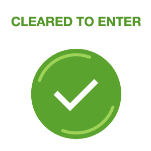 Green checkmark for entry onto campus