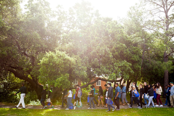 Brad leading group on campus tour