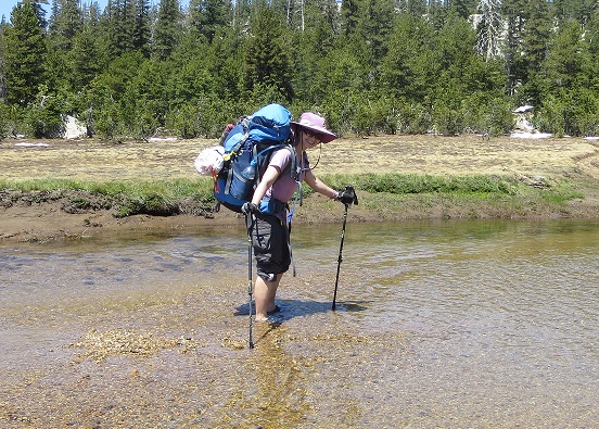 Patricia backpacking in the Sierras