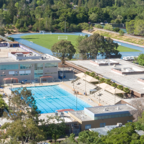 Aerial view of athletics facilities