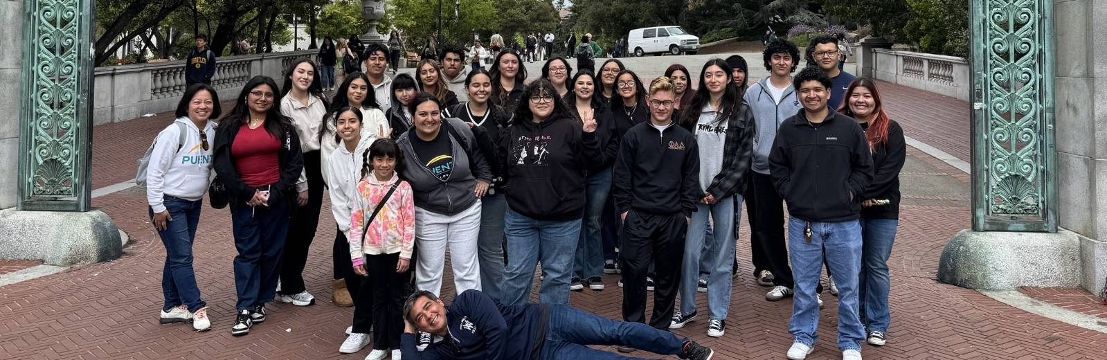 Puente Cohort in front of a UC Berkeley gate