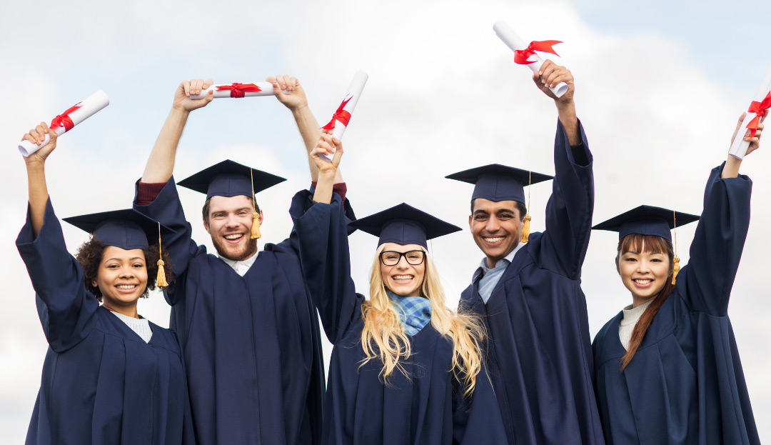 Group of happy graduates