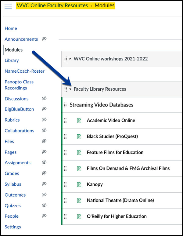 Screenshot of Canvas