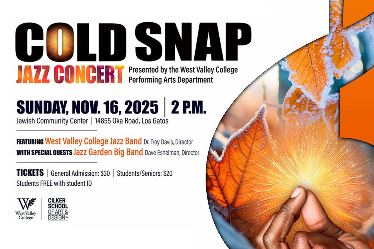 Poster for “Cold Snap Jazz Concert” on Nov. 16, 2025, at 2 p.m., Jewish Community Center, Los Gatos.