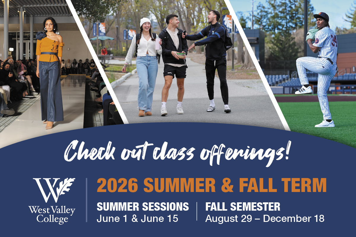 left panel - fashion show, middle panel - students laughing at campus walkway, right panel student baseball athlete