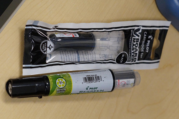 Refillable dry erase markers, replacing single-use dry erase markers 