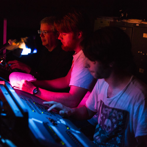 Students behind the scenes at theater