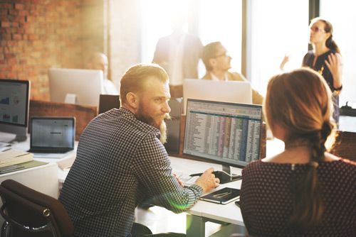 Business work space with various humans