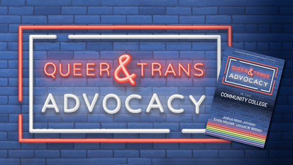 Cover of Queer and Trans Advocacy in neon lights