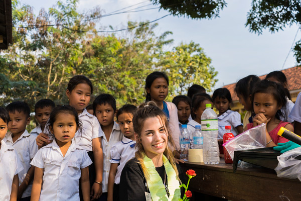 WVC Student Hannah with Cambodian children