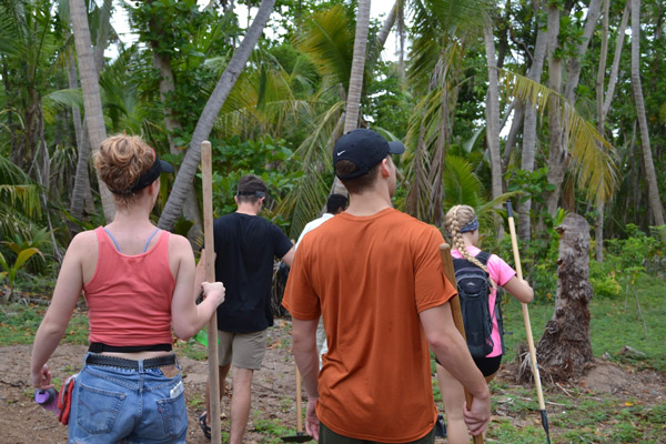 SL students venturing into a Puerto Rican forest