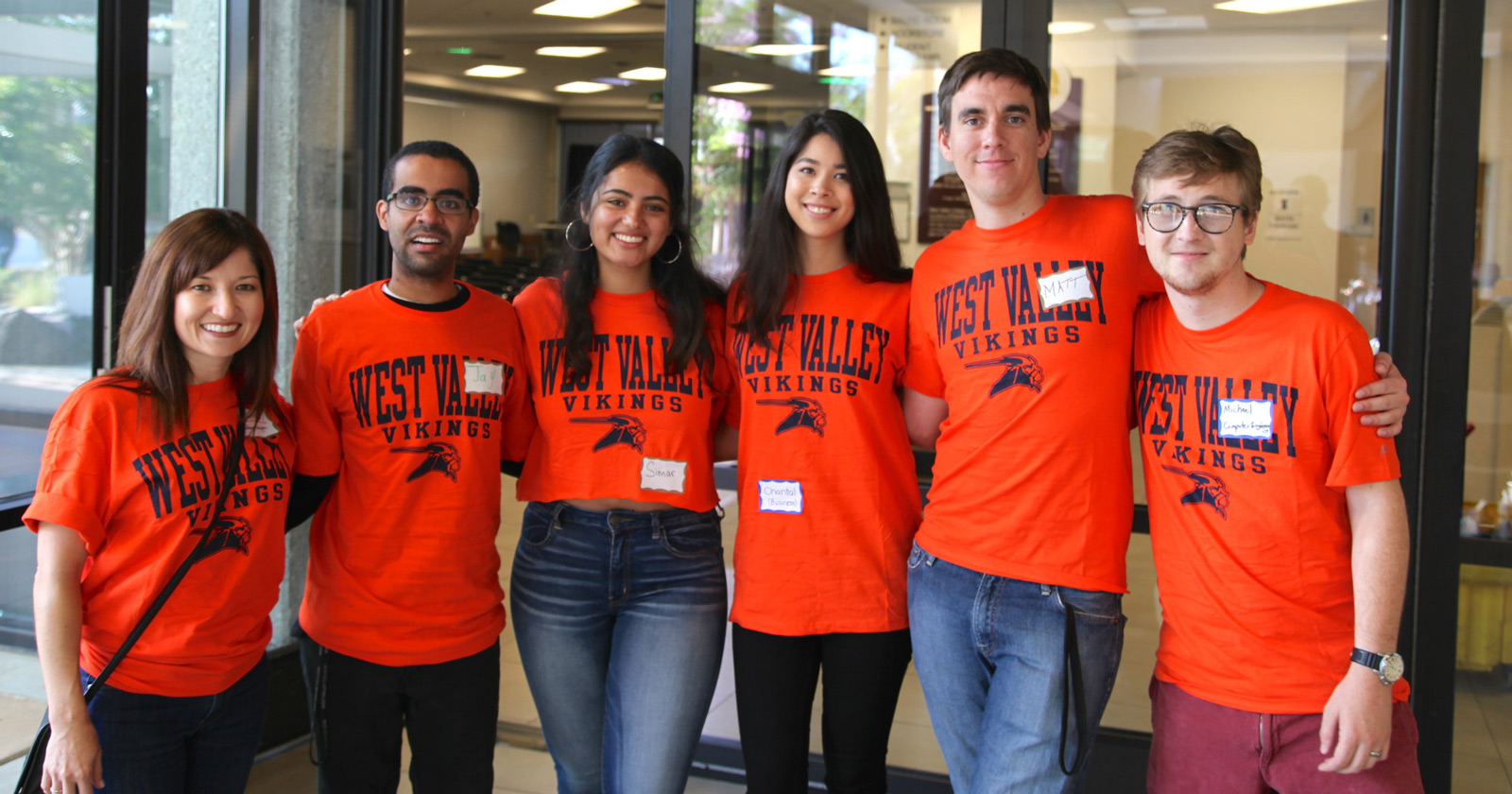Students wearing orange shirts