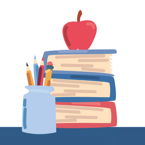 Bookstack with apple
