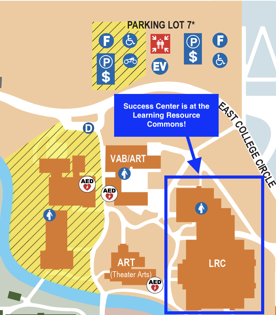 Campus map with Success Center highlighted