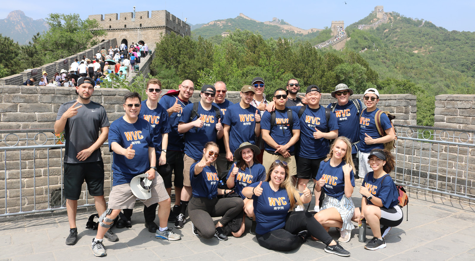Study Abroad students at the Great Wall of China