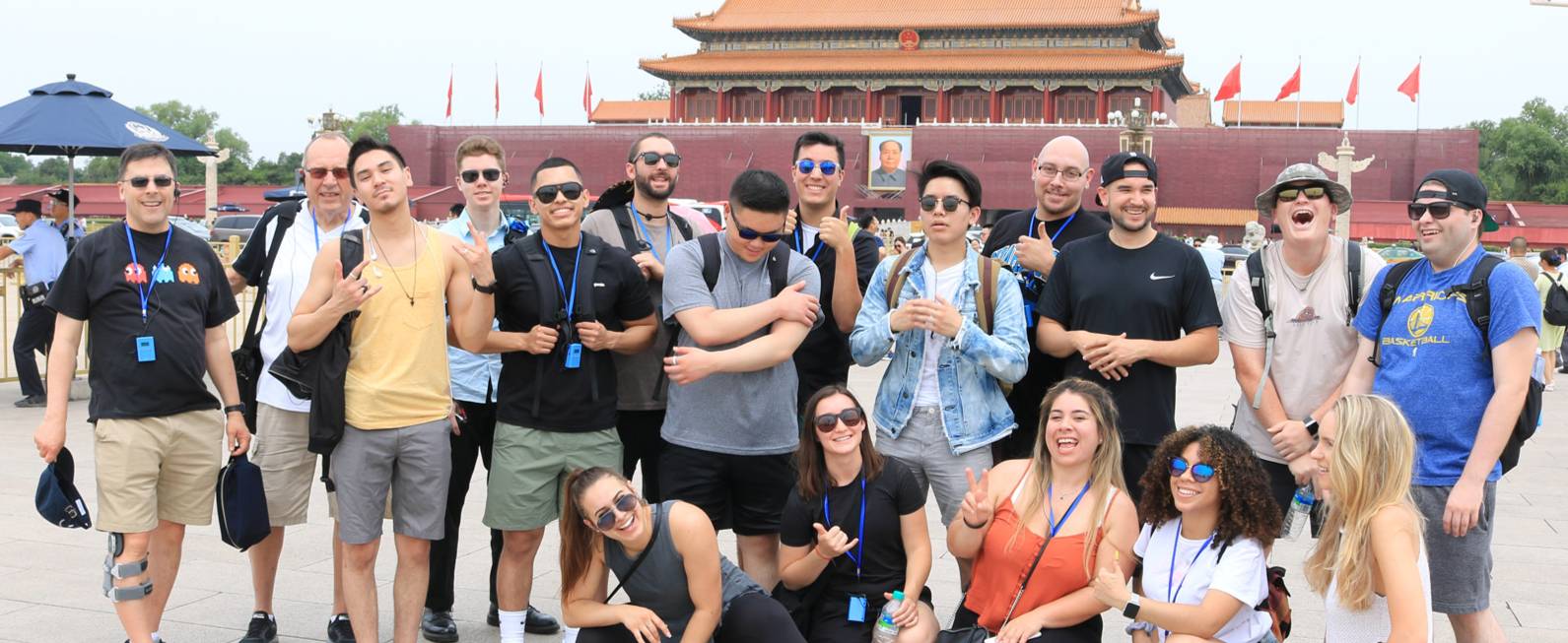Study Abroad students at the Great Wall of China