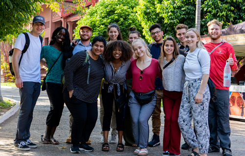 Study Abroad Students in front of unidentified museum