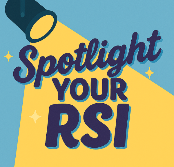 spotlight your rsi typographic graphic with a spotlight on text. blue background